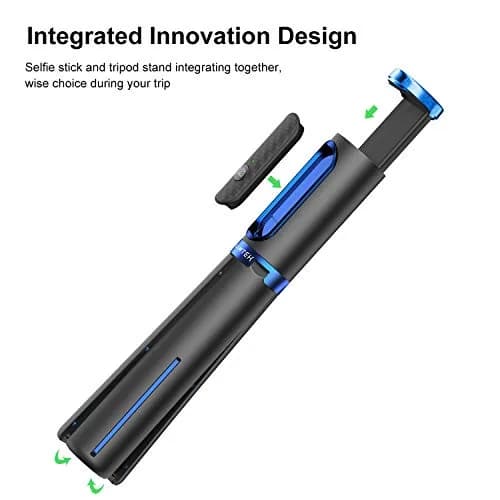 ATUMTEK Selfie Stick Tripod 61cm (24") Extendable Aluminum with Bluetooth Remote, Blue | Integrated Design for iPhone & Samsung thumbnail 2