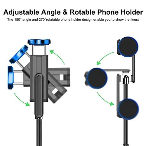 ATUMTEK Selfie Stick Tripod 61cm (24") Extendable Aluminum with Bluetooth Remote, Blue | Integrated Design for iPhone & Samsung thumbnail 3
