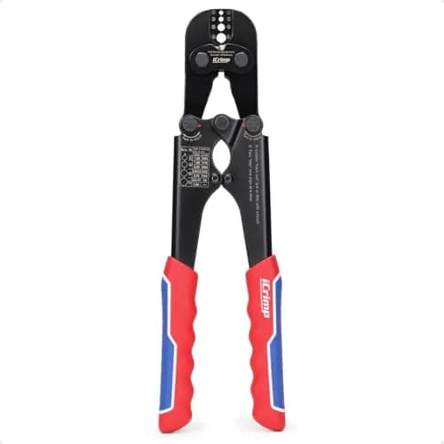 IWISS IWS-1608MC Wire Rope Crimper with Built-In Cutter, 3/64" to 1/8" (2.38mm to 3.18mm) | Heavy Duty Steel Cable Crimping Tool thumbnail 1