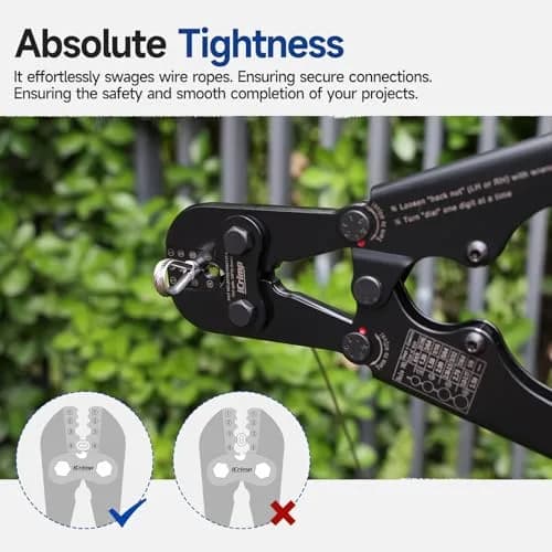IWISS IWS-1608MC Wire Rope Crimper with Built-In Cutter, 3/64" to 1/8" (2.38mm to 3.18mm) | Heavy Duty Steel Cable Crimping Tool thumbnail 4