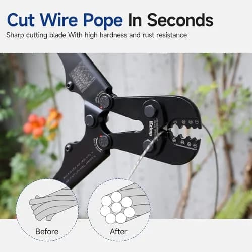 IWISS IWS-1608MC Wire Rope Crimper with Built-In Cutter, 3/64" to 1/8" (2.38mm to 3.18mm) | Heavy Duty Steel Cable Crimping Tool thumbnail 5