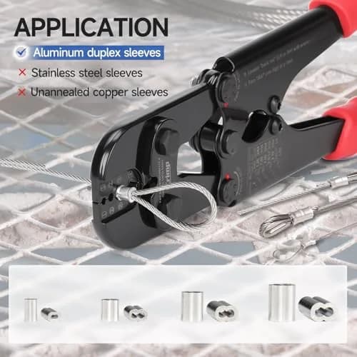 IWISS IWS-1608MC Wire Rope Crimper with Built-In Cutter, 3/64" to 1/8" (2.38mm to 3.18mm) | Heavy Duty Steel Cable Crimping Tool thumbnail 6