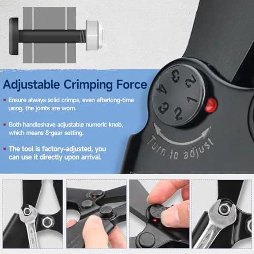 IWISS IWS-1608MC Wire Rope Crimper with Built-In Cutter, 3/64" to 1/8" (2.38mm to 3.18mm) | Heavy Duty Steel Cable Crimping Tool thumbnail 9