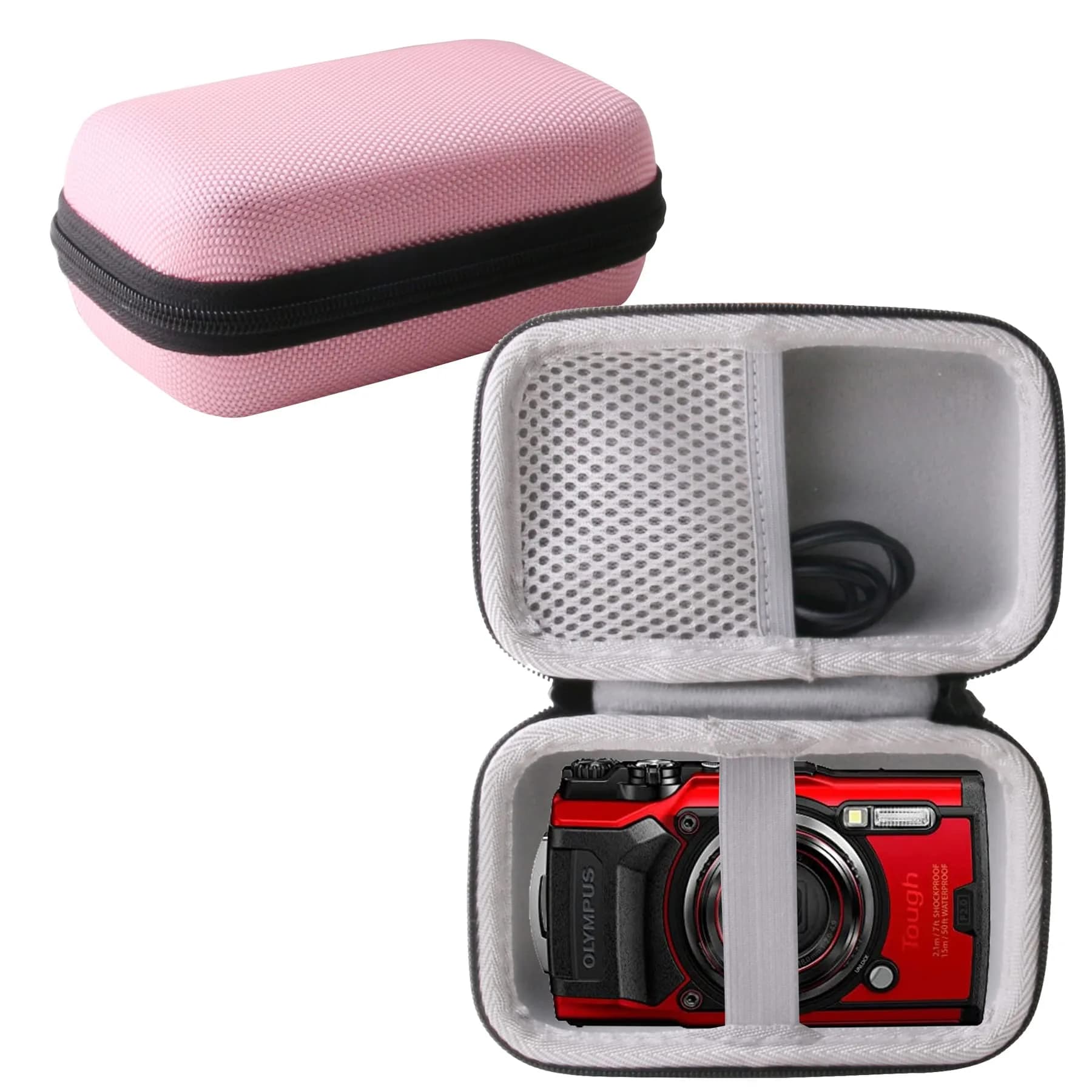 WERJIA Black Hard Carrying Case for Olympus TG-7/TG-6/TG-5/TG-4 Cameras | 12.7cm (5in) Length — Pink