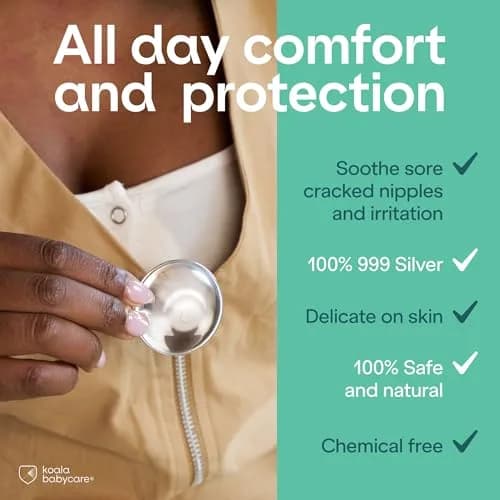 Koala Babycare Original Silver Nursing Cups 43mm (1.69 in) | Protect & Soothe Cracked Nipples thumbnail 2