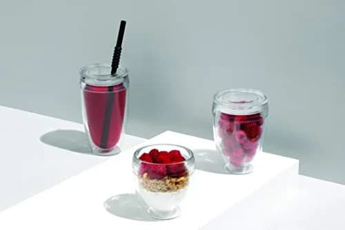 Bodum 10oz Pavina Reusable Double Wall Tumblers with Lid, BPA-Free Plastic, Hot & Cold Drinks, Set of 2 thumbnail 7