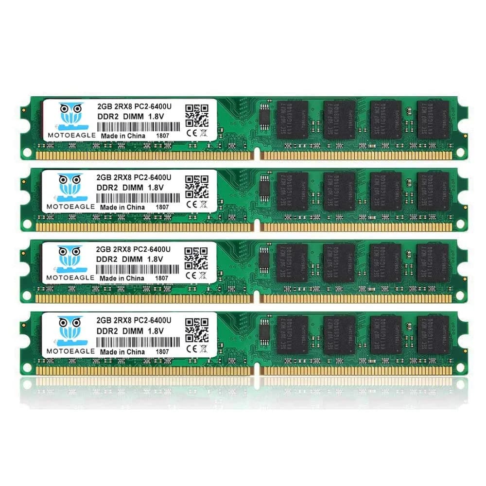 motoeagle DDR2 800MHz SODIMM 4GB (2x2GB) PC2 6400S RAM 1.8V CL6 200-Pin Non-ECC Unbuffered Laptop Memory Modules — PC2-6400U 2GBx4 / 8GB (2x4GB) DDR2 800MHz UDIMM