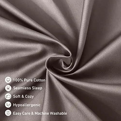 Leeden 100% Cotton Body Pillow Cover 21x54 (53cm x 137cm) | 800 Thread Count Envelope Closure Light Taupe thumbnail 4