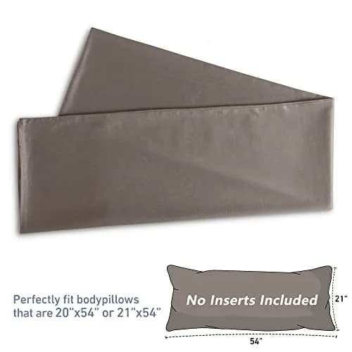 Leeden 100% Cotton Body Pillow Cover 21x54 (53cm x 137cm) | 800 Thread Count Envelope Closure Light Taupe thumbnail 3