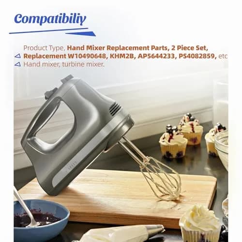 ANTOBLE Hand Mixer Beaters for KitchenAid 2 Pack | Compatible with KHM Series & W10490648 thumbnail 5