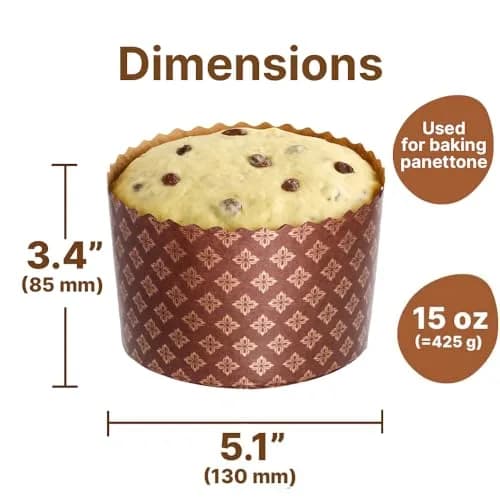 SHSH trade group Panettone Paper Baking Molds Large 15oz (5.1x3.35-in) - Pack of 12 | Non-Stick Easter Bread Forms thumbnail 3
