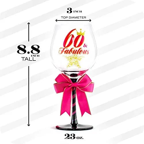 SAY HO UM 60 and Fabulous Birthday Wine Glass for Women | 23 oz, 8.8 Inch Tall | Fun Gift for Woman Turning 60 thumbnail 3