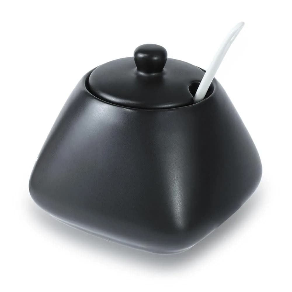 Fuyu Ceramic Sugar Bowl with Lid & Spoon | 4.1 x 3.7 in | Food Safe & Dishwasher Safe - main product image
