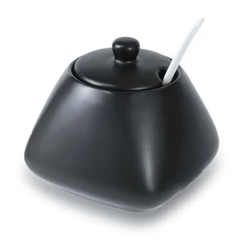 Fuyu Ceramic Sugar Bowl with Lid & Spoon | 4.1 x 3.7 in | Food Safe & Dishwasher Safe thumbnail 1