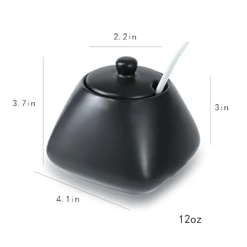 Fuyu Ceramic Sugar Bowl with Lid & Spoon | 4.1 x 3.7 in | Food Safe & Dishwasher Safe thumbnail 2