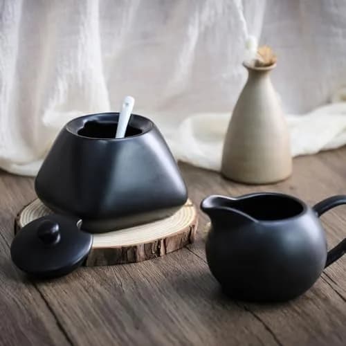 Fuyu Ceramic Sugar Bowl with Lid & Spoon | 4.1 x 3.7 in | Food Safe & Dishwasher Safe thumbnail 3