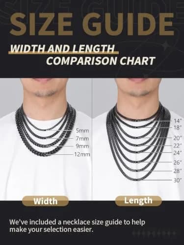 FindChic Mens Chain Necklace 12MM Black Cuban Link 18inch | Durable Stainless Steel, Classic Hip Hop Jewelry thumbnail 6