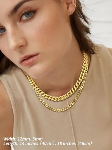 FindChic Men Curb Chain Necklace 18K Gold Plated 9MM Link 16'' | Durable, Stylish & Gold-Like thumbnail 7
