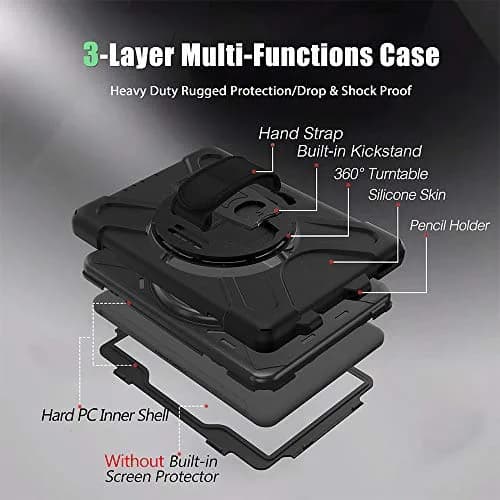 ZenRich Rugged Case for Galaxy Tab Active4 Pro/Active Pro 10.1" (25.7 cm) | Heavy Duty Shockproof Protective Case with S Pen Holder, 360 Rotating Kickstand, Hand Strap & Shoulder Belt thumbnail 6