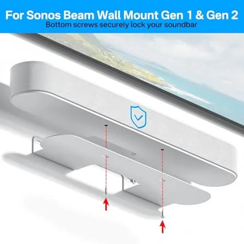 notiela Heavy Duty Wall Mount for Sonos Beam White | Space-Saving Soundbar Bracket thumbnail 3