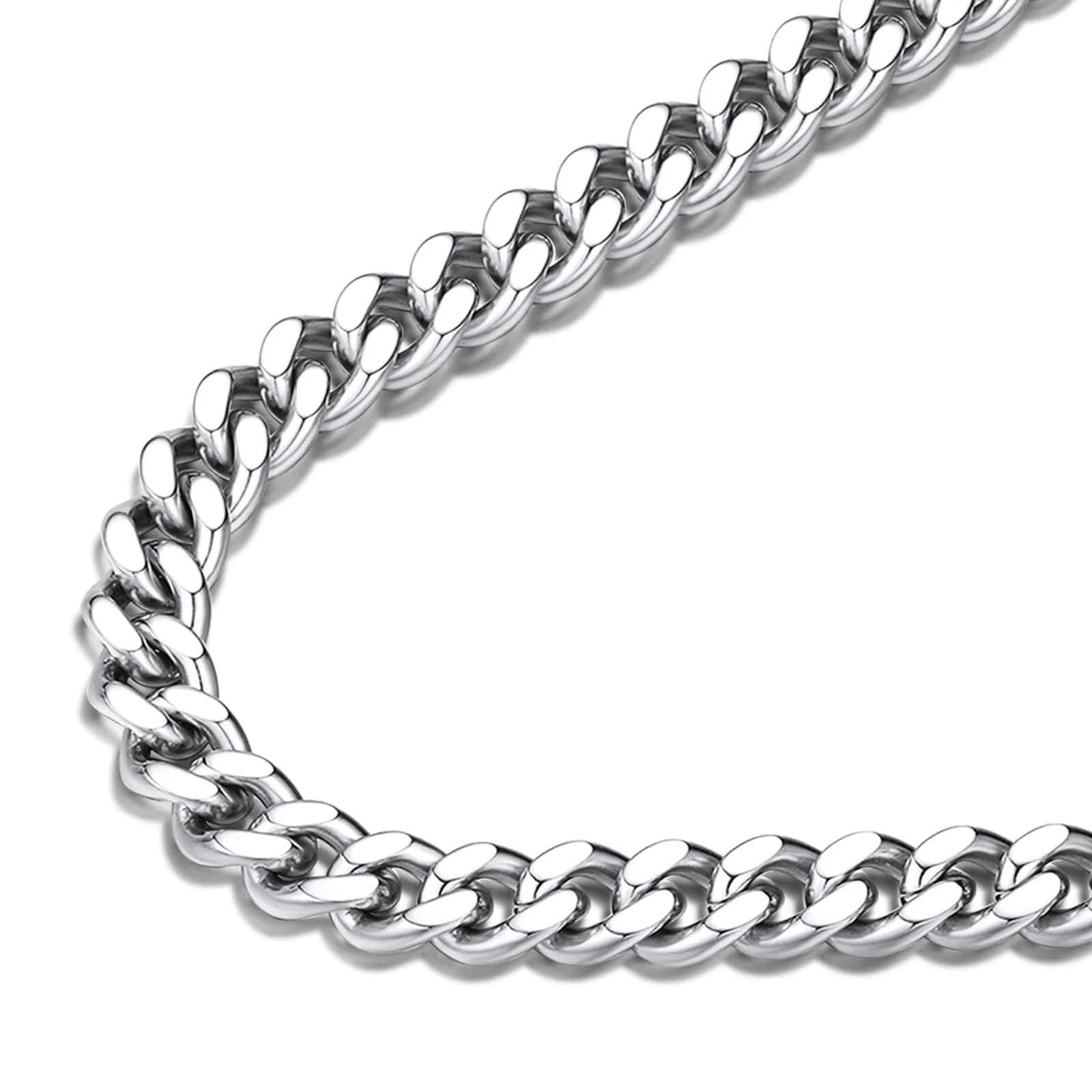 FindChic Men Curb Chain Necklace Stainless Steel 9MM Link 14''-30'' | Classic Durable Jewelry — C.7mm Width-Steel / 18 inches