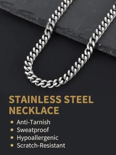 FindChic Cuban Chain for Men & Women 7MM Stainless Steel | Classic Punk Jewelry thumbnail 4
