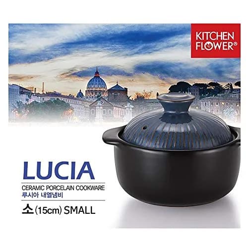 Lucia Natural Glazed Ceramic Porcelain Cookware Hot Pot 600ml | Heat & Water Resistant thumbnail 6