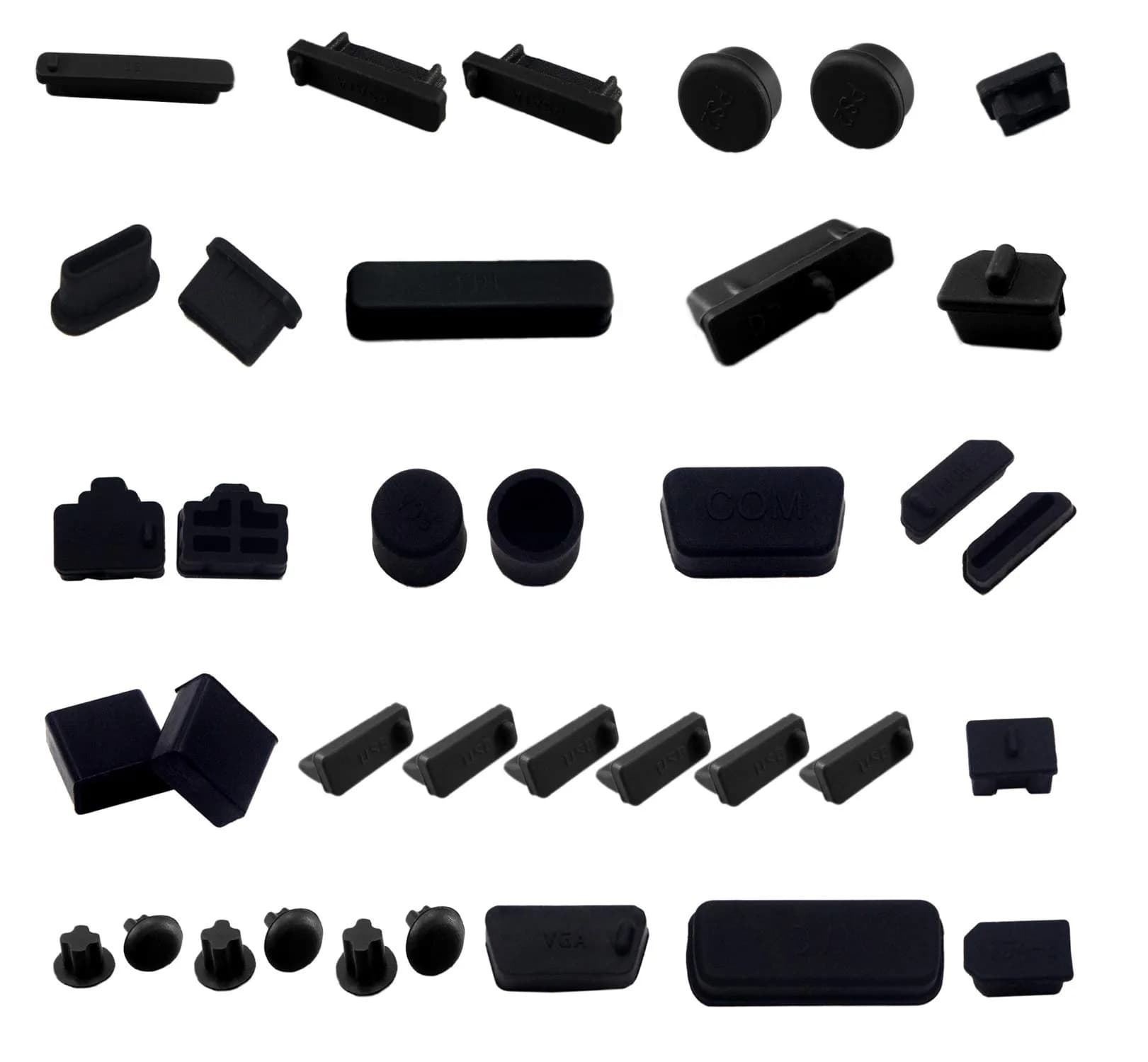 LampVPath 36 Pcs Computer Port Dust Plugs Set | 19 Types Universal Silicone Laptop Port Covers - main product image