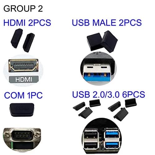 LampVPath 36 Pcs Computer Port Dust Plugs Set | 19 Types Universal Silicone Laptop Port Covers thumbnail 3