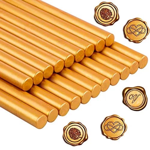 PAXCOO Sealing Wax Sticks 20pcs Gold | Easy Glue Gun Application for Crafts & Letter Seals thumbnail 1