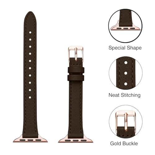 STIROLL Slim Leather Band Compatible with Apple Watch Series 12-1/Ultra 49mm | Elegant Small Wrist Strap thumbnail 9