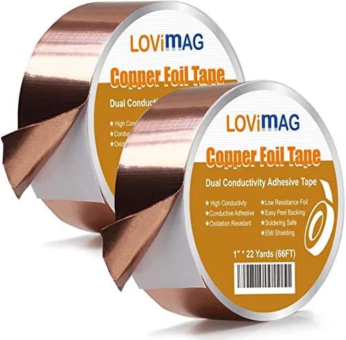 LOVIMAG Copper Foil Tape 25mm x 20m (0.98in x 65.6ft) 2-Pack | Dual Conductive EMI Shielding for Electronics & Crafts thumbnail 1