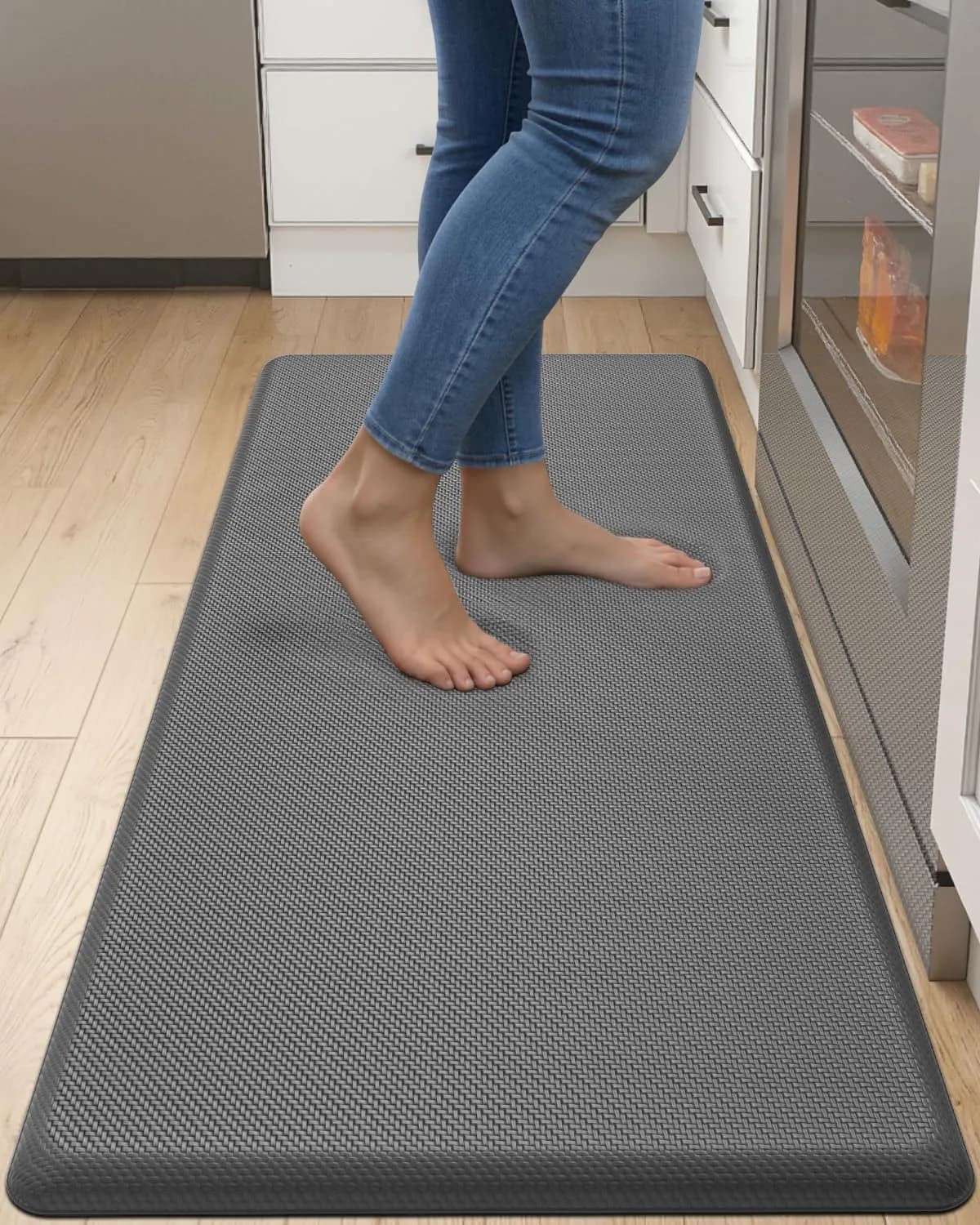DEXI Anti Fatigue Kitchen Floor Mat Cushioned Standing Runner 48" x 20" (122cm x 51cm) | Reduces Foot, Knee & Back Strain — Grey