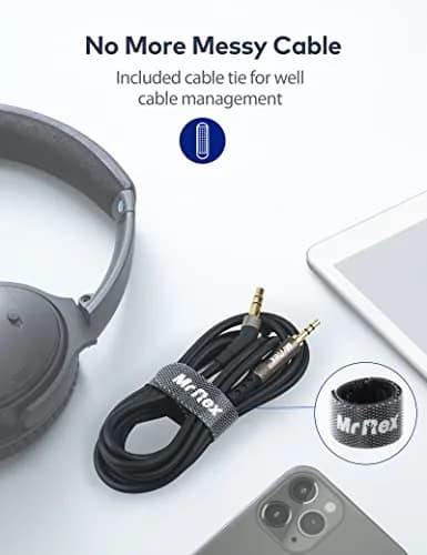 Mr Rex 2.5mm to 3.5mm Audio Cable 3m (10ft) | Reusable Tie & Gold-Plated Connectors thumbnail 6