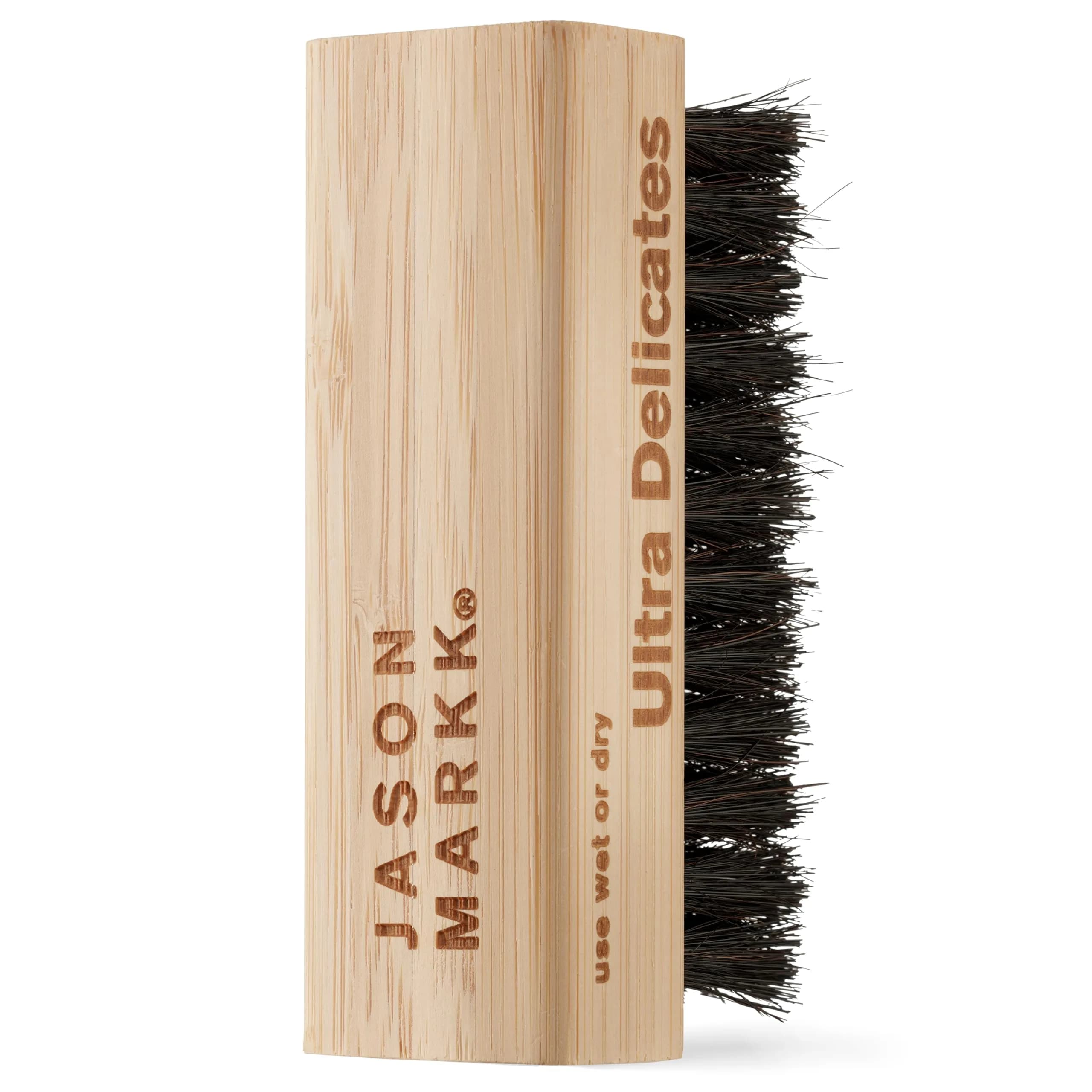 Jason Markk Standard Cleaning Brush - Handcrafted Beech Wood Handle - Synthetic Bristles - 4-inch Length | Tough on Stubborn Stains — Brown