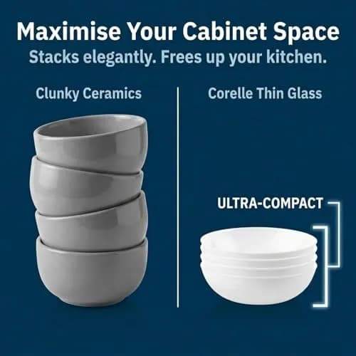 Corelle 4-Pc Meal Bowls Set 1330ml (46 Fl Oz) | Vitrelle Strong Glass for Daily Use thumbnail 4