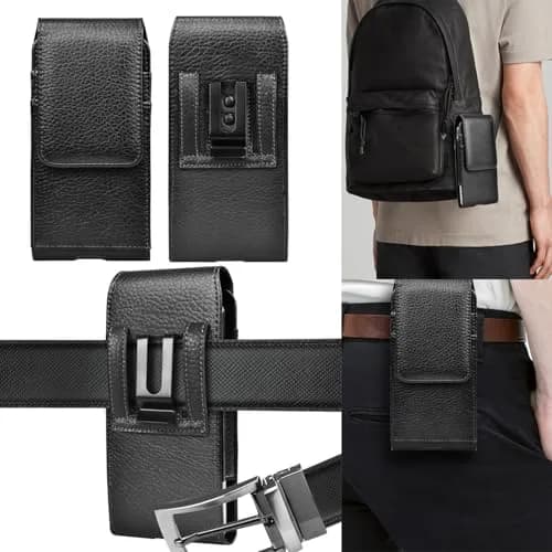 Takfox Leather Belt Holster Pouch for Samsung Galaxy S25 Ultra S24 Plus S23 S22 S21 S20 FE 5G Note 20 J7 J3 with Belt Clip & Card Slots (Black) thumbnail 7