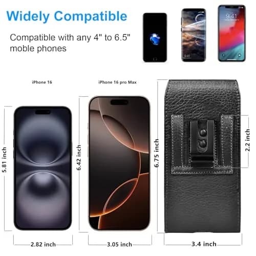 Takfox Leather Belt Holster Pouch for Samsung Galaxy S25 Ultra S24 Plus S23 S22 S21 S20 FE 5G Note 20 J7 J3 with Belt Clip & Card Slots (Black) thumbnail 2