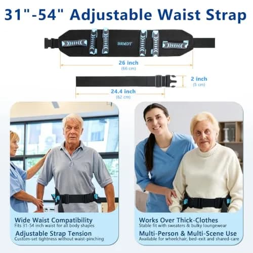 BRMDT Gait Belt for Seniors 31.5-54in | Adjustable Safety Belt with Handles thumbnail 5