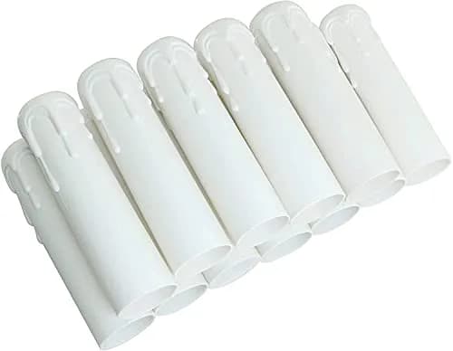 Longdex E12 Candelabra Base Sleeves 25x100mm (1x4 Inch) White Antique Candle Light Sockets 12-Pack | Realistic Wax Bead Effect thumbnail 4