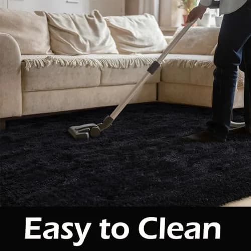 HOMORE Black Rug for Bedroom 4x6 | Fluffy Non Slip Area Rug for Kids Room thumbnail 6