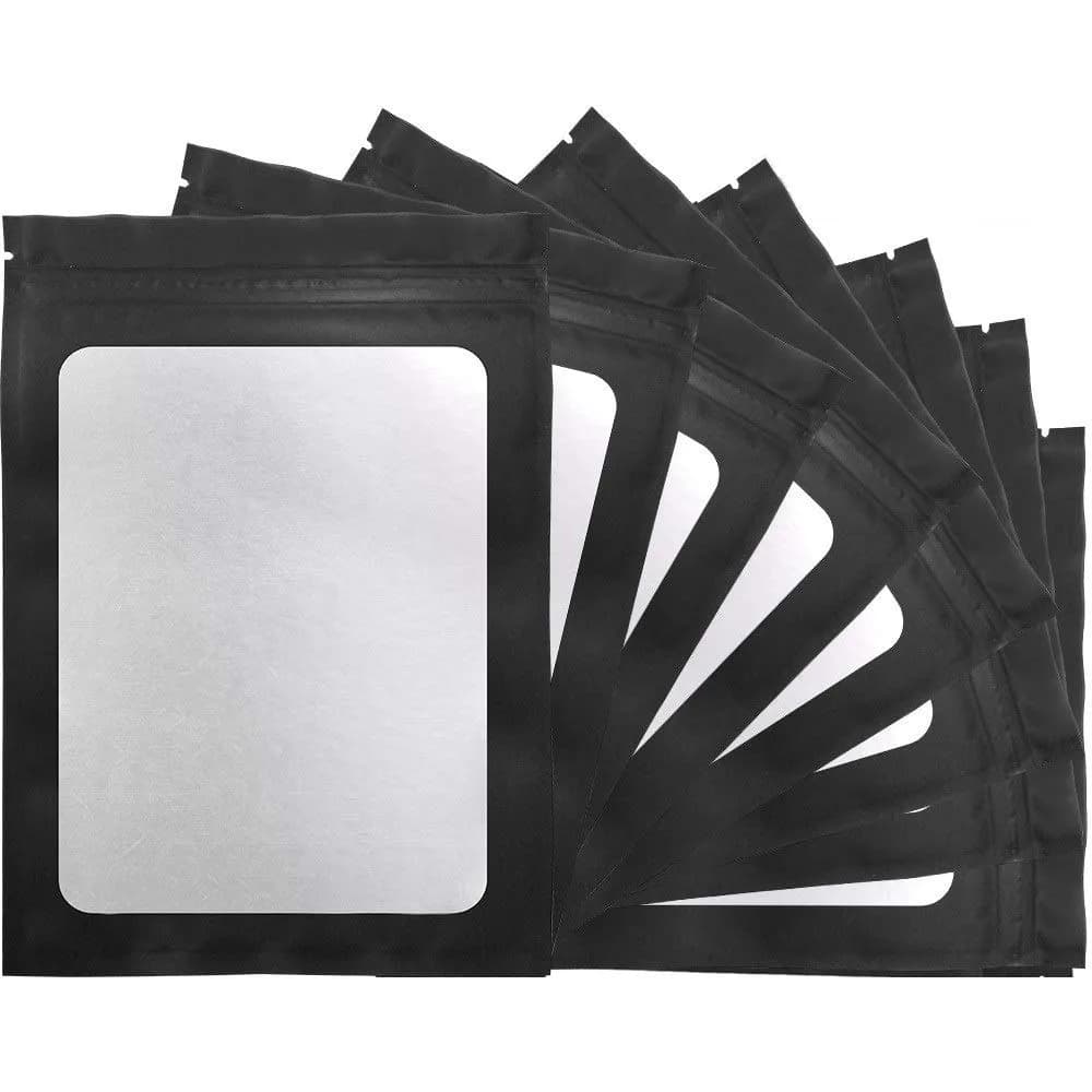STUs 100 Pack Mylar Bags 5.5 x 7.9 Inch Resealable Smell Proof Bags with Clear Window Foil - main product image