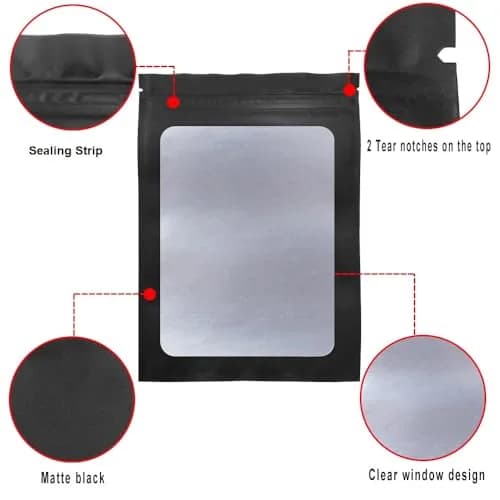 STUs 100 Pack Mylar Bags 5.5 x 7.9 Inch Resealable Smell Proof Bags with Clear Window Foil thumbnail 3