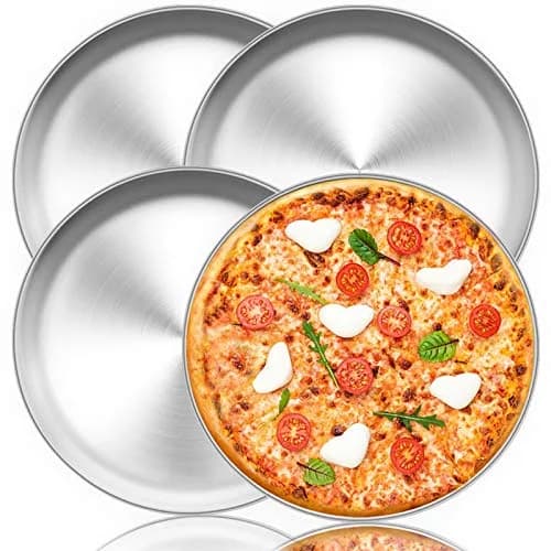 TeamFar 12 Inch Pizza Pan | Stainless Steel Baking Tray Set of 4 | Rust-Resistant & Dishwasher Safe thumbnail 1