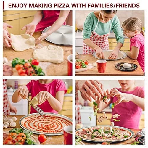 TeamFar 12 Inch Pizza Pan | Stainless Steel Baking Tray Set of 4 | Rust-Resistant & Dishwasher Safe thumbnail 4