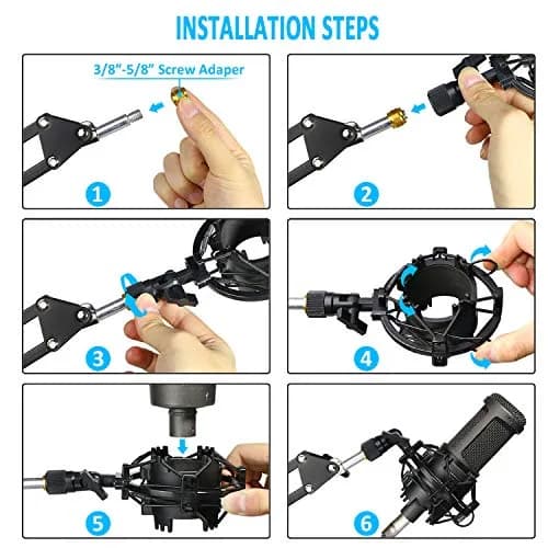 SUNMON Shock Mount for Microphones 1.9"-2.0" | Vibration Noise Reduction for Audio Technica AT2020 thumbnail 6