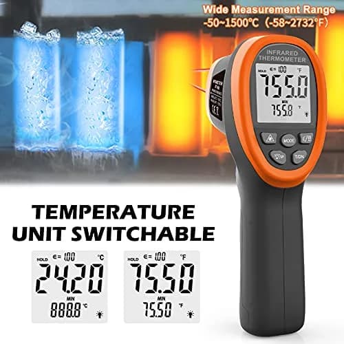 BTMETER BT-1500 Pyrometer -58℉ to 2732℉ Infrared Laser Thermometer Gun for Industrial & Automotive Use thumbnail 3