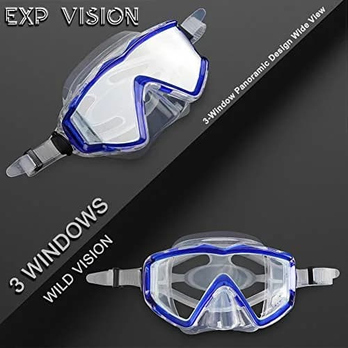 EXP VISION Pano 3 Panoramic View Diving Mask, Tempered Glass Lens Scuba Snorkeling Dive Mask 280g (9.88 oz) | Wide View for Freediving thumbnail 4