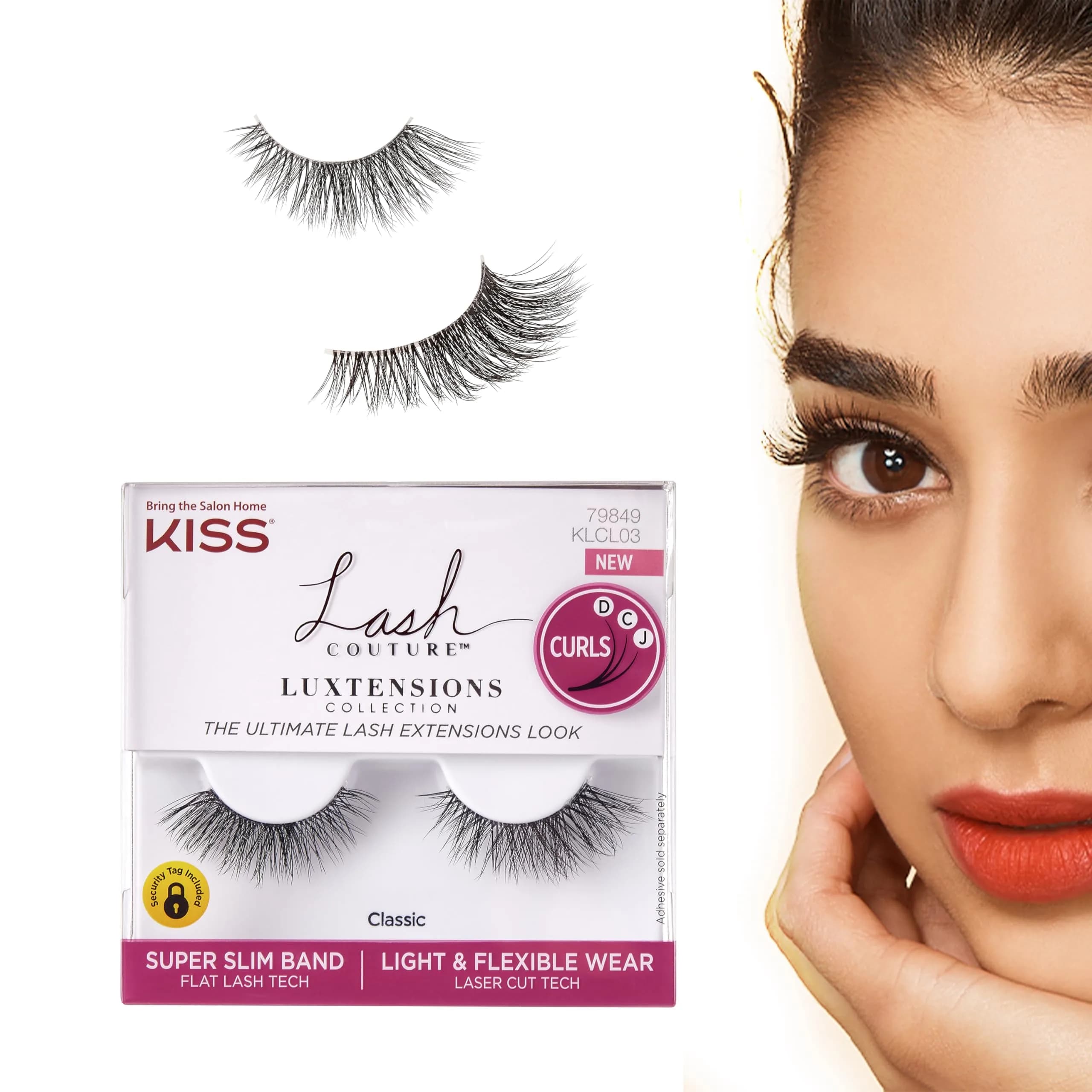KISS Lash Couture LuXtensions False Eyelashes, Russian Volume Style, 16mm, 1 Pair Strip Lashes | Real Lash Extension Fibers — Classic