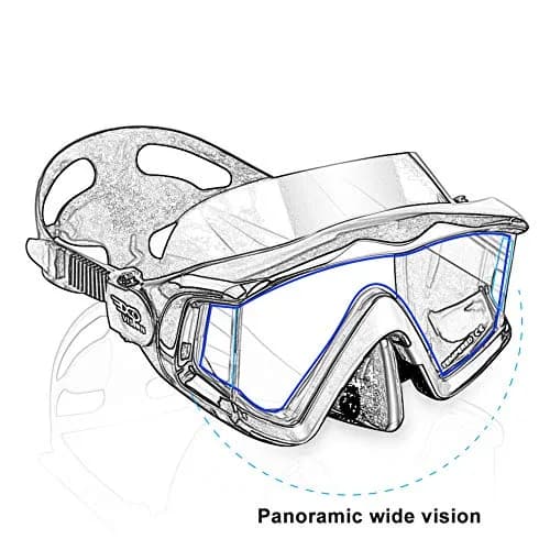 EXP VISION Pano 3 Window Scuba Diving Mask, Tempered Glass Snorkel Mask 260 ml (0.26 kg) | Wide View Anti-Fog Swim Mask thumbnail 7